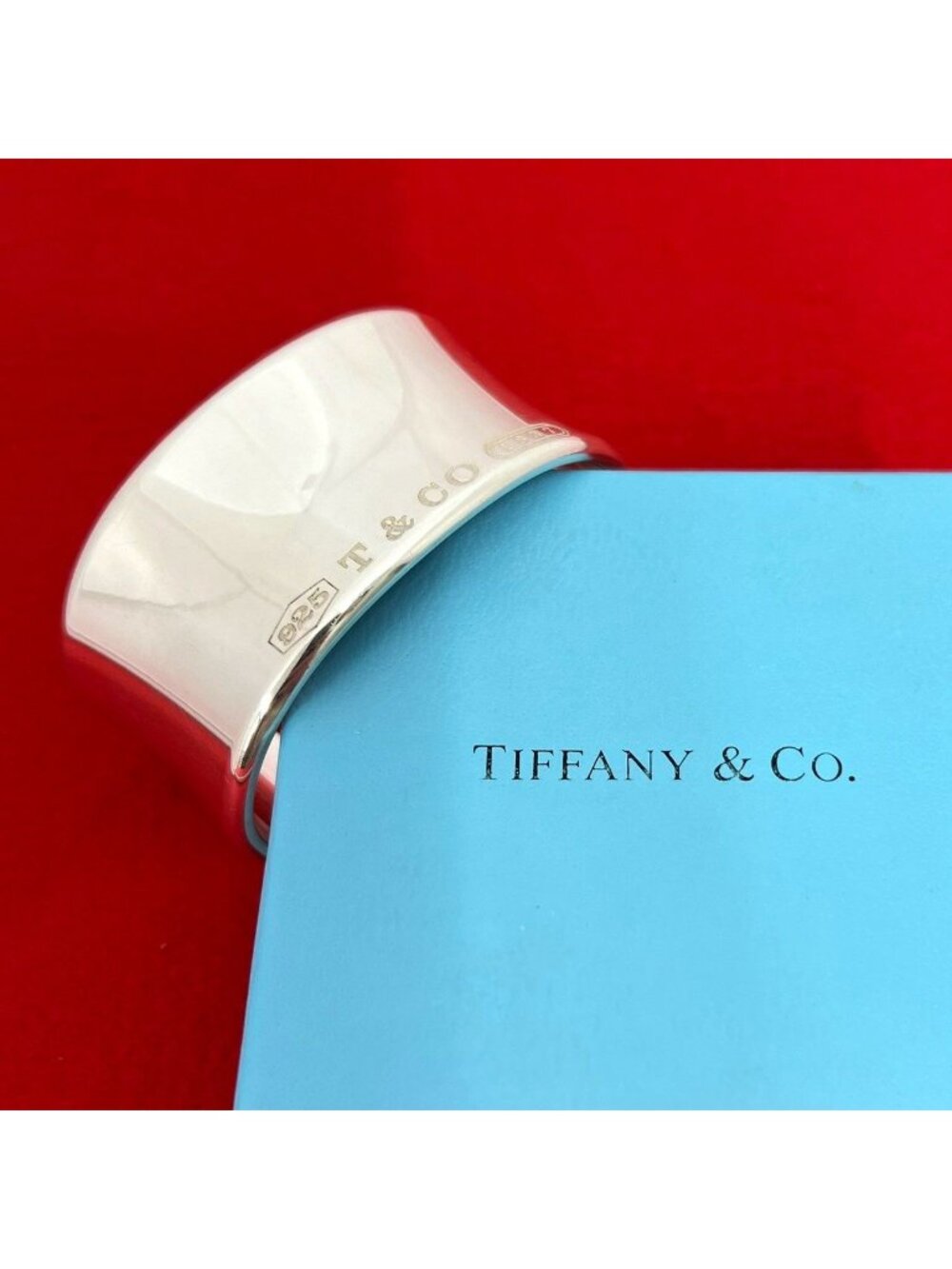 Tiffany & Co Vintage Wide Cuff Bangle 925 Sterling Silver Bracelet